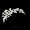 Elegant Baroque Silver Metal Leaves Rhinestone Hairband Headpiece Crown Tiaras with Forehead Bridal Wedding Hair Accessories